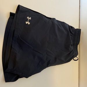 Under Armour women's charcoal Heatgear athletic fitted fit running 6" shorts, XL